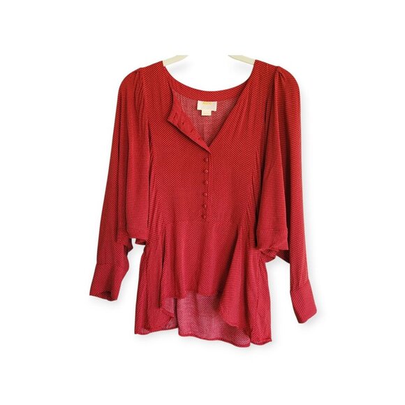 Anthropologie Maeve Red Polka Dot Dolman Blouse Sz S - Picture 3 of 11